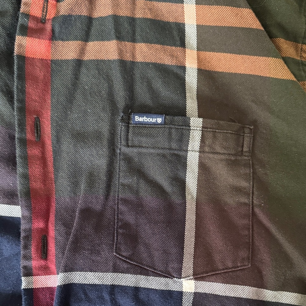 Barbour Men's Dark Plaid Button Down Shirt - Picture 3 of 6
